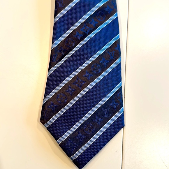 Louis Vuitton LV Blue Panache Silk Men`s Tie - Picture 6 of 6